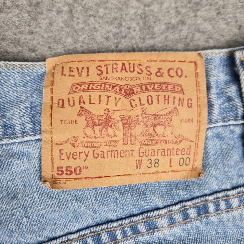 VTG Y2K 550 Relaxed Fit Jean Shorts Men's 38 Fits 37 x 10 Blue Denim Made In USA - Picture 8 of 8